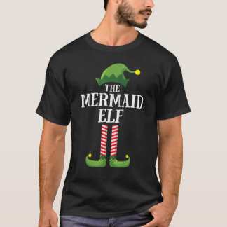 Mermaid Elf Matching Family Group Christmas Party T-Shirt