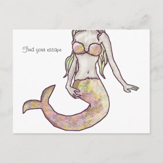 mermaid escape postcard