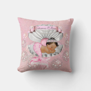Mermaid Ethnic Baby Girl Pink Shell Pearls Cushion