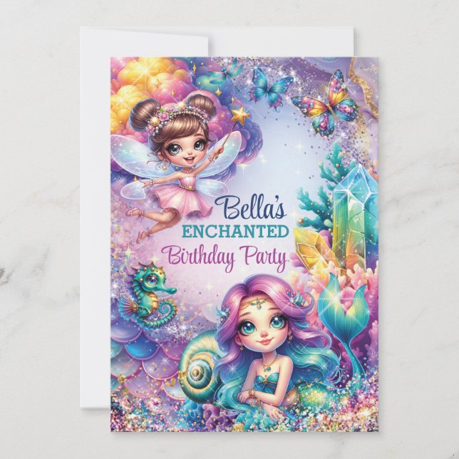 Mermaid Fairy Birthday Party  Invitation (Front)