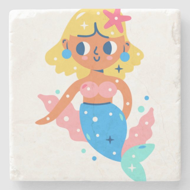 Mermaid fairy stone coaster (Front)