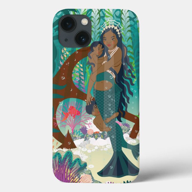 Mermaid Family (brown skin and eyes) Case-Mate iPhone Case (Back)