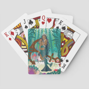 Mermaid Family (brown skin and eyes) Playing Cards