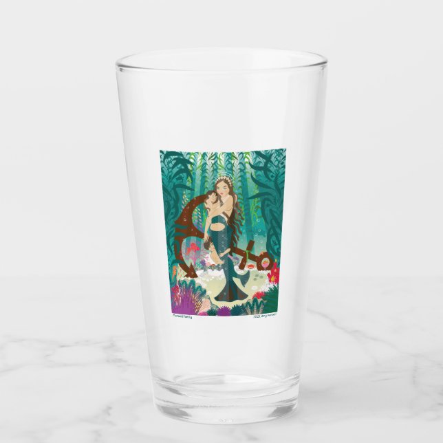Mermaid Family (brunettes) Glass (Front)