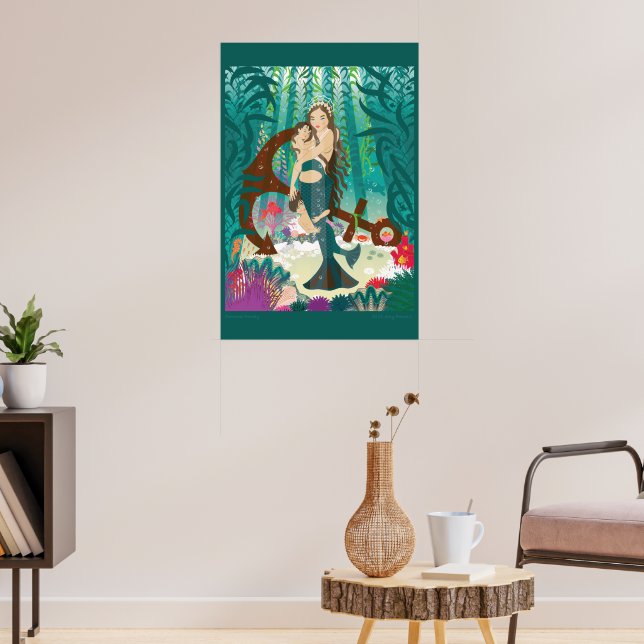 Mermaid Family (brunettes) Poster (Living Room 3)
