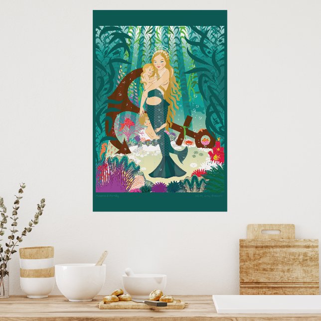 Mermaid Family (dark blondes) Poster (Kitchen)