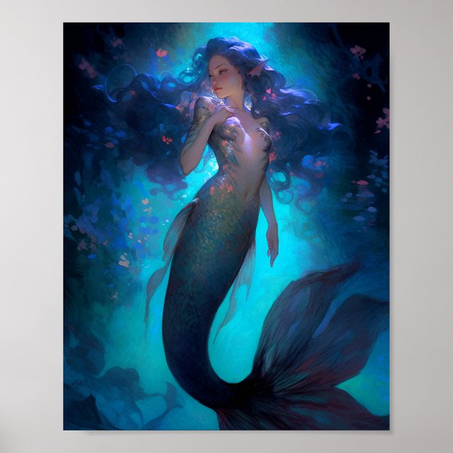 Mermaid Fantasy Art Poster (Front)