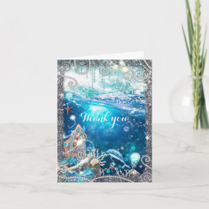 Mermaid Fantasy Blonde Enchanted Beach Thank You Card