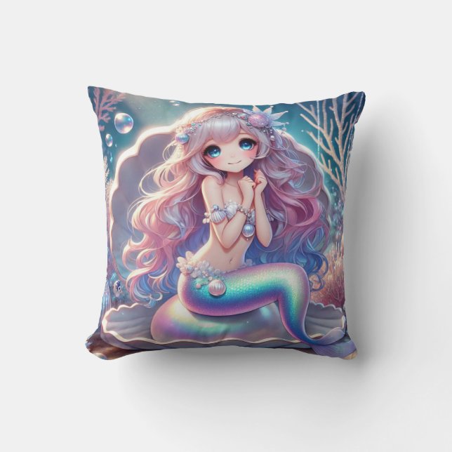 Mermaid Fantasy Square Pillow (Front)