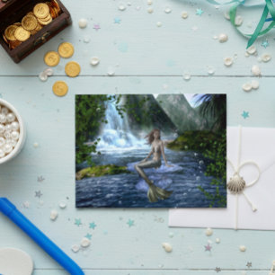 Mermaid Fantasy Waterfall Landscape Postcard