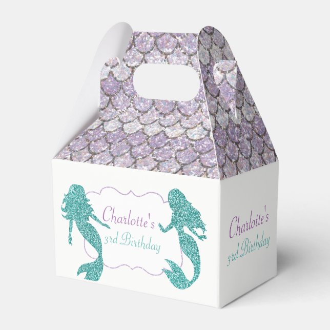 Mermaid favour boxes, Birthday party decorations Box (Front Side)