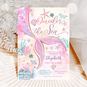 Mermaid First Birthday Invitation
