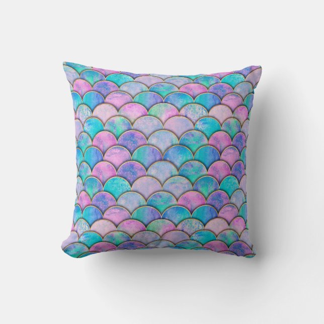 Mermaid fish scale wave japanese seamless pattern. cushion (Front)