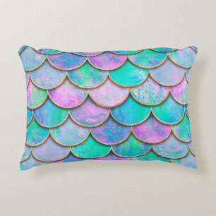 Mermaid fish scale wave japanese seamless pattern. decorative cushion