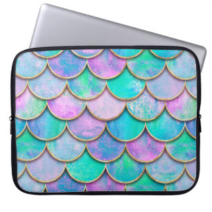 Mermaid fish scale wave japanese seamless pattern. laptop sleeve