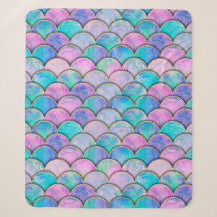 Mermaid fish scale wave japanese seamless pattern. sherpa blanket