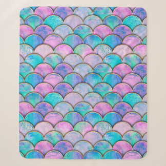 Mermaid fish scale wave japanese seamless pattern. sherpa blanket