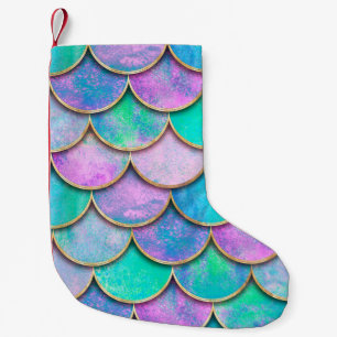 Mermaid fish scale wave japanese seamless pattern. small christmas stocking