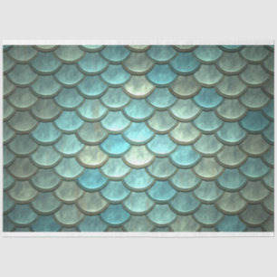 Mermaid Fish Scales Decoupage Background Aqua Tissue Paper