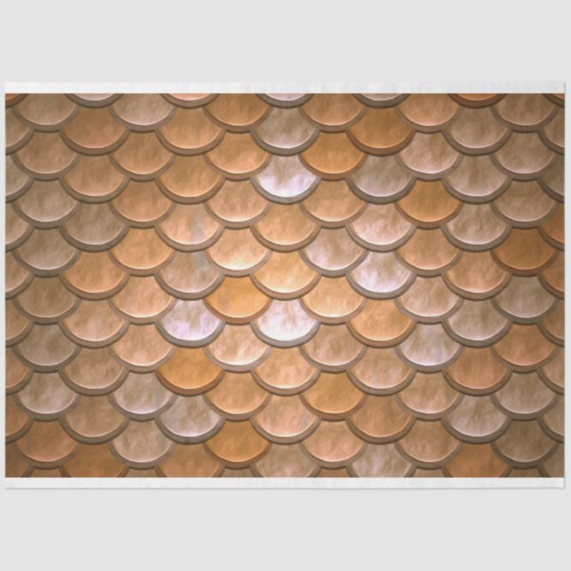 Mermaid Fish Scales Decoupage Background Gold Tissue Paper (Front)