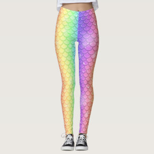 Mermaid Fish Scales Rainbow Leggings