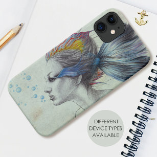Mermaid Fish Woman Fantasy Surreal Art Drawing Case-Mate iPhone Case