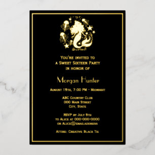 Mermaid Flowing Hair Sea Life Sweet Sixteen Foil Holiday Card