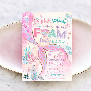 Mermaid Foam Party Birthday Invitation