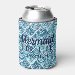 Mermaid for Life Custom Beach Fish Scale Print Can Cooler