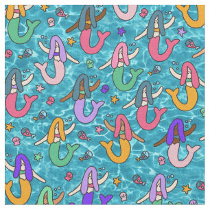 mermaid friends fabric