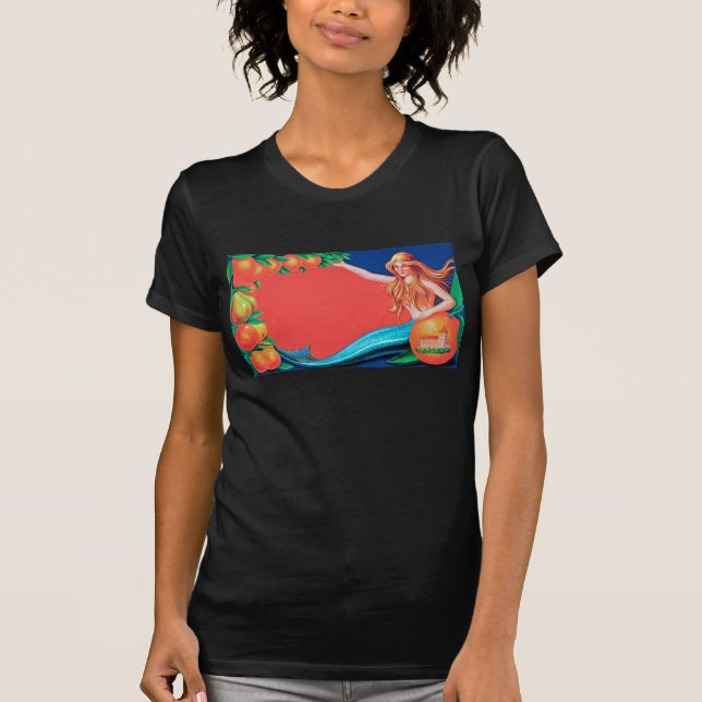 Mermaid Fruit Crate Label Art T-Shirt (Front)