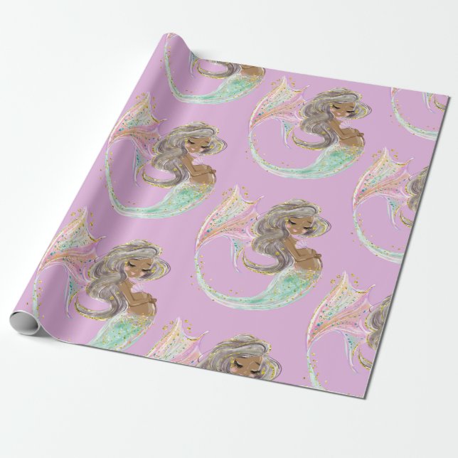 Mermaid Future Mum Baby Shower. Under The Sea. Wra Wrapping Paper (Unrolled)