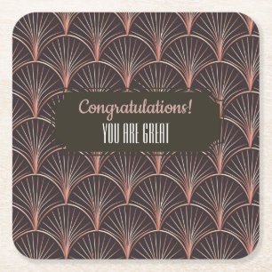 Mermaid/Geometric Design Square Paper Coaster