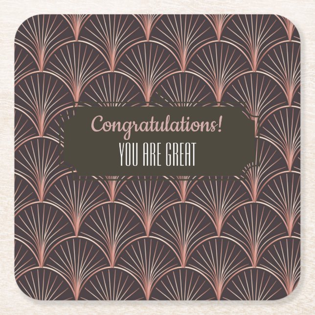 Mermaid/Geometric Design Square Paper Coaster (Front)