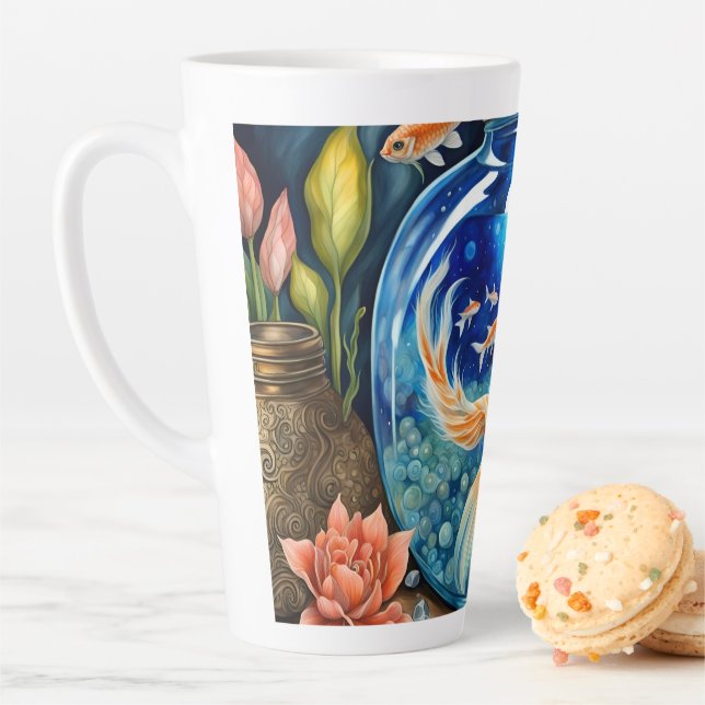 Mermaid Ginger Persian Cat  Latte Mug (In Situ)
