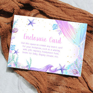 Mermaid Girl 1st Birthday Party Enclosure Card
