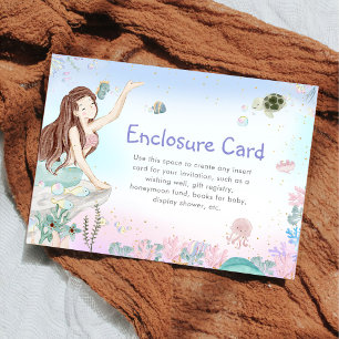 Mermaid Girl 4th Birthday Party Enclosure Card