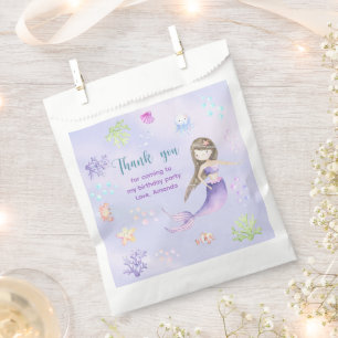 Mermaid Girl 6th Birthday Party thank you Favour Bag