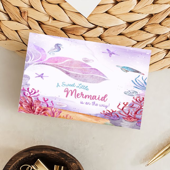 Mermaid Girl Baby Shower Party  Enclosure Card (Creator Uploaded)