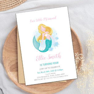 Mermaid Girl Birthday Invitations