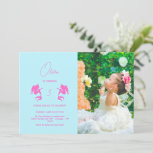 Mermaid Girl Birthday Minimalist Modern Photo Invitation