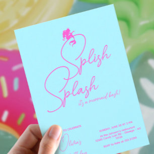 Mermaid Girl Birthday Minimalist Simple Modern Inv Invitation