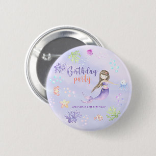 Mermaid Girl Birthday Party 6 Cm Round Badge