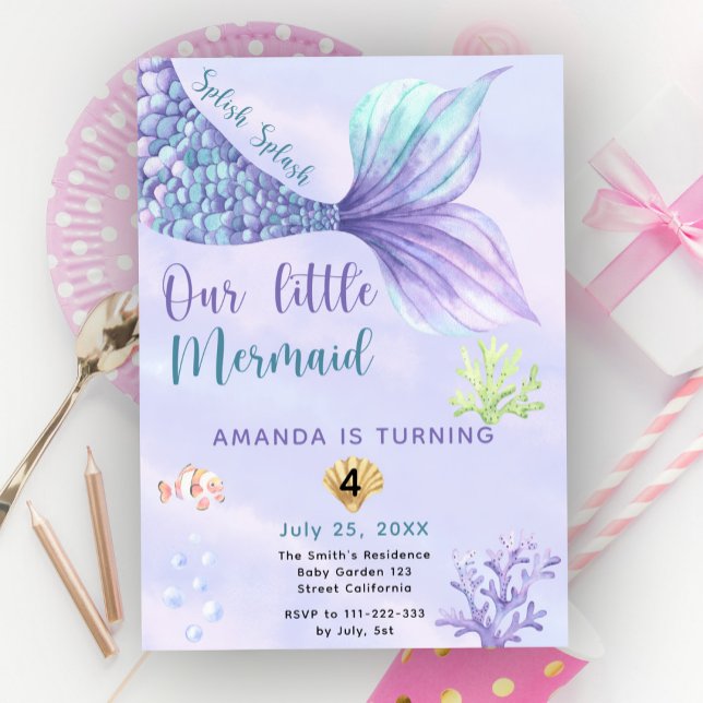 Mermaid Girl Birthday Party Invitation (Creator Uploaded)