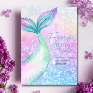 Mermaid Girl Birthday Party Invitation, Mermaid  Invitation
