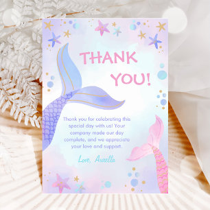 Mermaid Girl Birthday Party Thank You Card