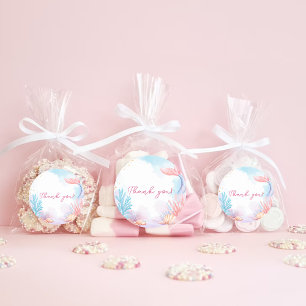 Mermaid Girl Birthday Party Thank You Classic Round Sticker