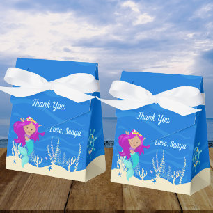 Mermaid Girl Blue Ocean Custom Birthday Party Favour Box