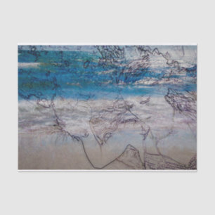 Mermaid Girl Blue White Nautical Ocean Waves Tissue Paper