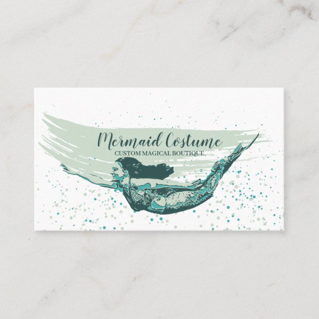 Mermaid Girl Costume Entertainer Business Card (Front)